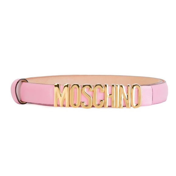 NWT Moschino logo skinny leather belt pink 38 💓